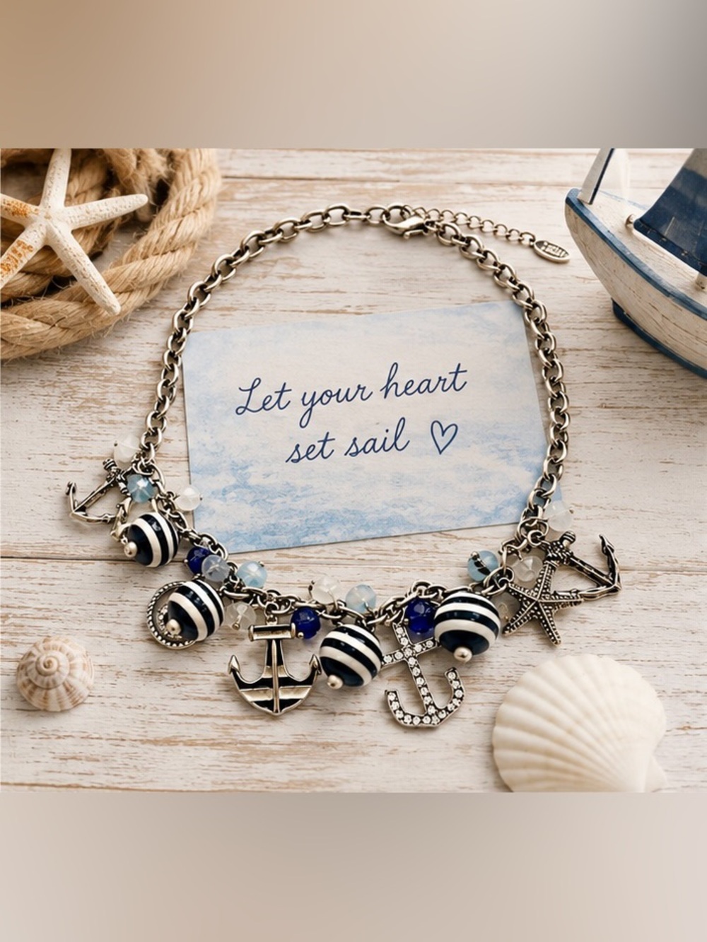 💙 ⚓️ Pier 1 Nautical Charm Statement Necklace
